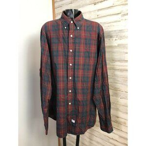 Ralph Lauren Polo Men's Burgundy Plaid 100% Cotton Button Down Shirt XL